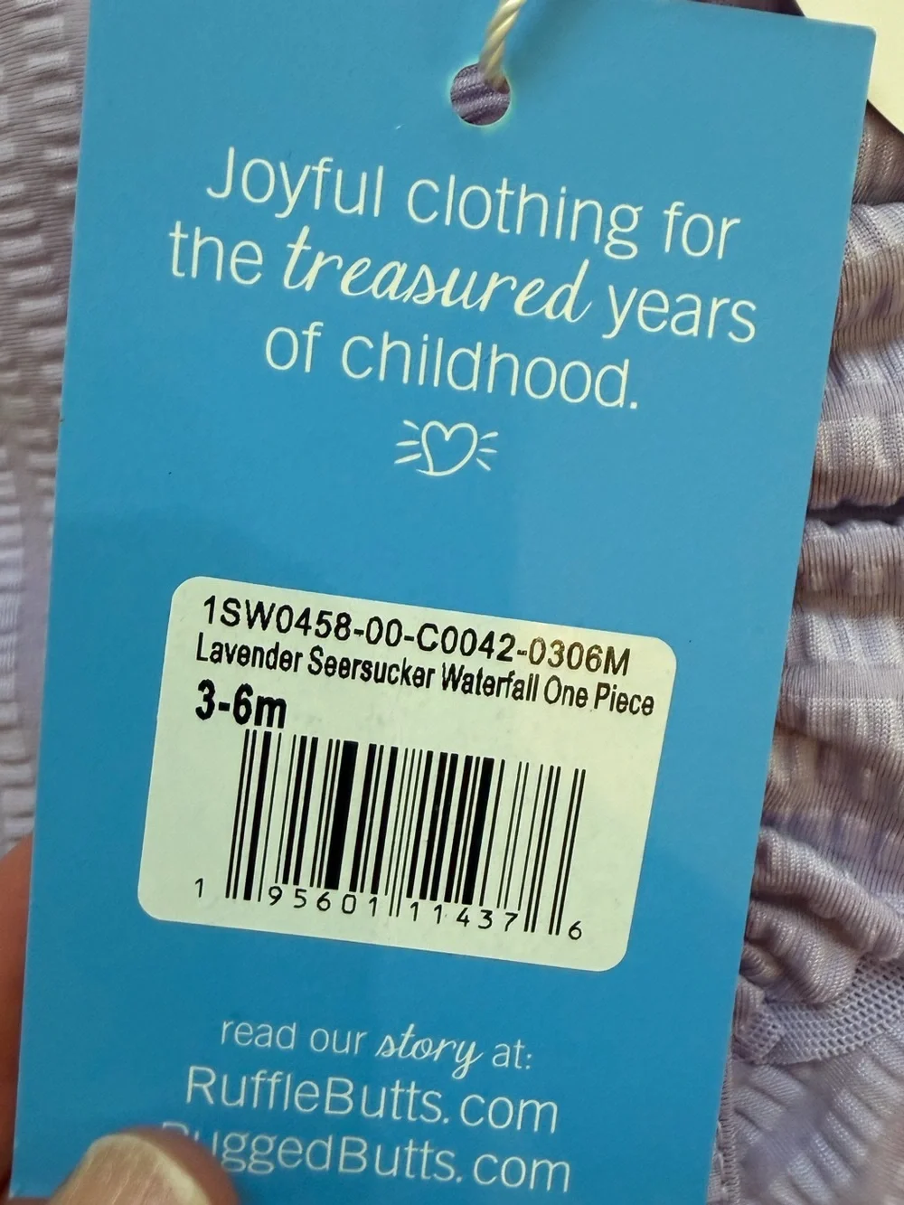 NWT RuffleButts Lavender Purple Textured Seersucker One-Piece Swimsuit Girl 3-6M